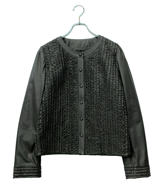 美品 DAMA collection ラムレザージャケット フリル 1114102102 レディース SIZE 13 (XL) ダーマ・コレクション