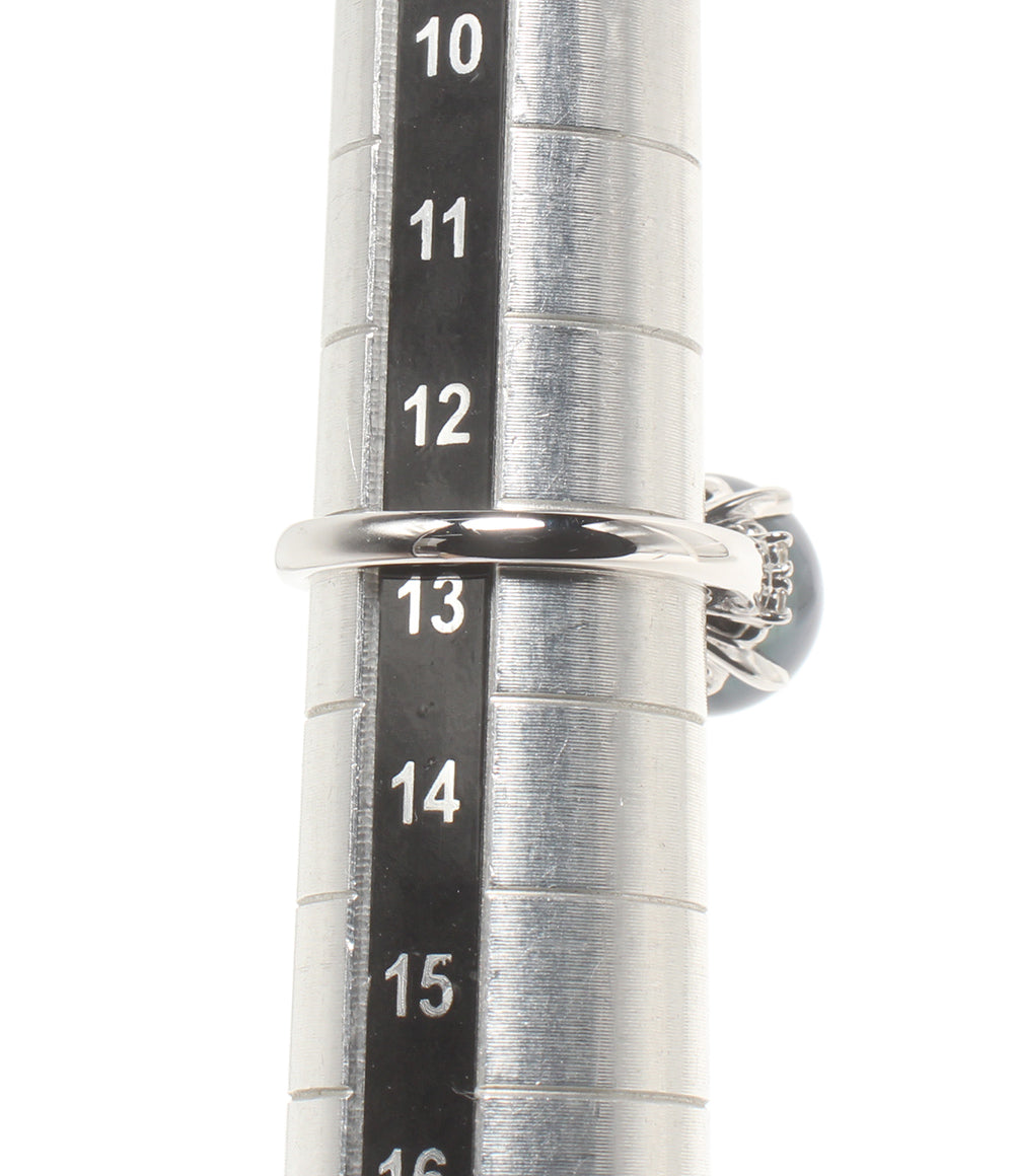 美品 TASAKI リング 指輪 Pt900 黒蝶真珠10.8mm ダイヤ0.09ct レディース SIZE 13号 タサキ