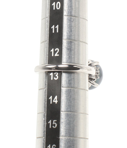 美品 TASAKI リング 指輪 Pt900 黒蝶真珠10.8mm ダイヤ0.09ct レディース SIZE 13号 タサキ