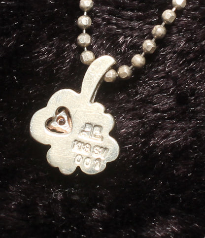 courreges ネックレス K18 SV ダイヤ 0.01ct クローバーモチーフ レディース クレージュ