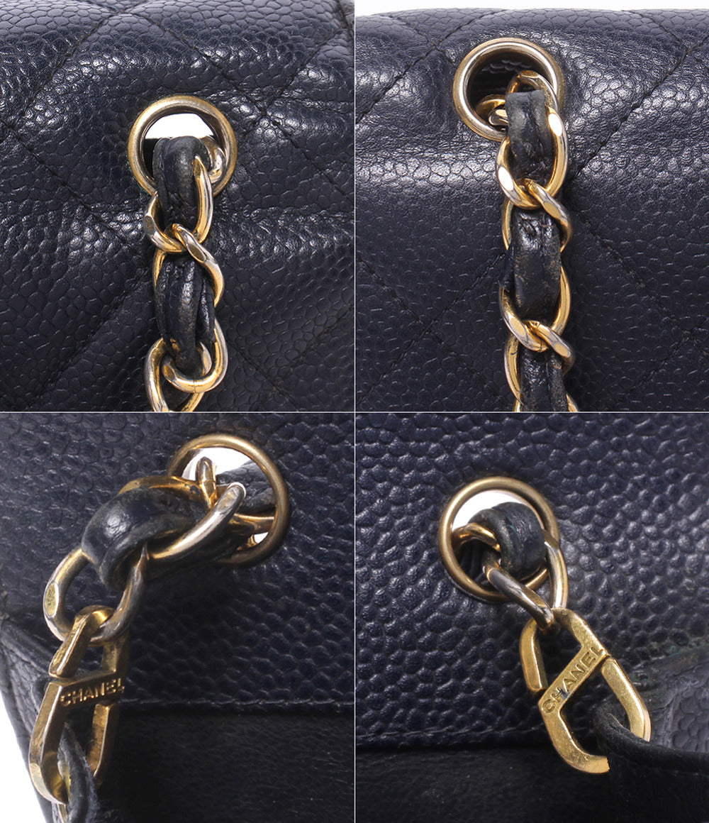 CHANEL チェーンショルダーバッグ 肩掛け 斜め掛け ゴールド金具 3番台 マトラッセ シングルフラップ シングルチェーン キャビアスキン レディース