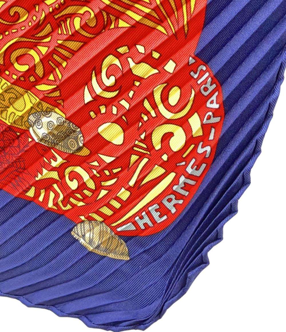 美品 エルメス プリーツスカーフ シルク100% アトランティス大陸 L‘ATLANTIDE レディース HERMES