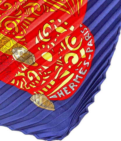 美品 エルメス プリーツスカーフ シルク100% アトランティス大陸 L‘ATLANTIDE レディース HERMES