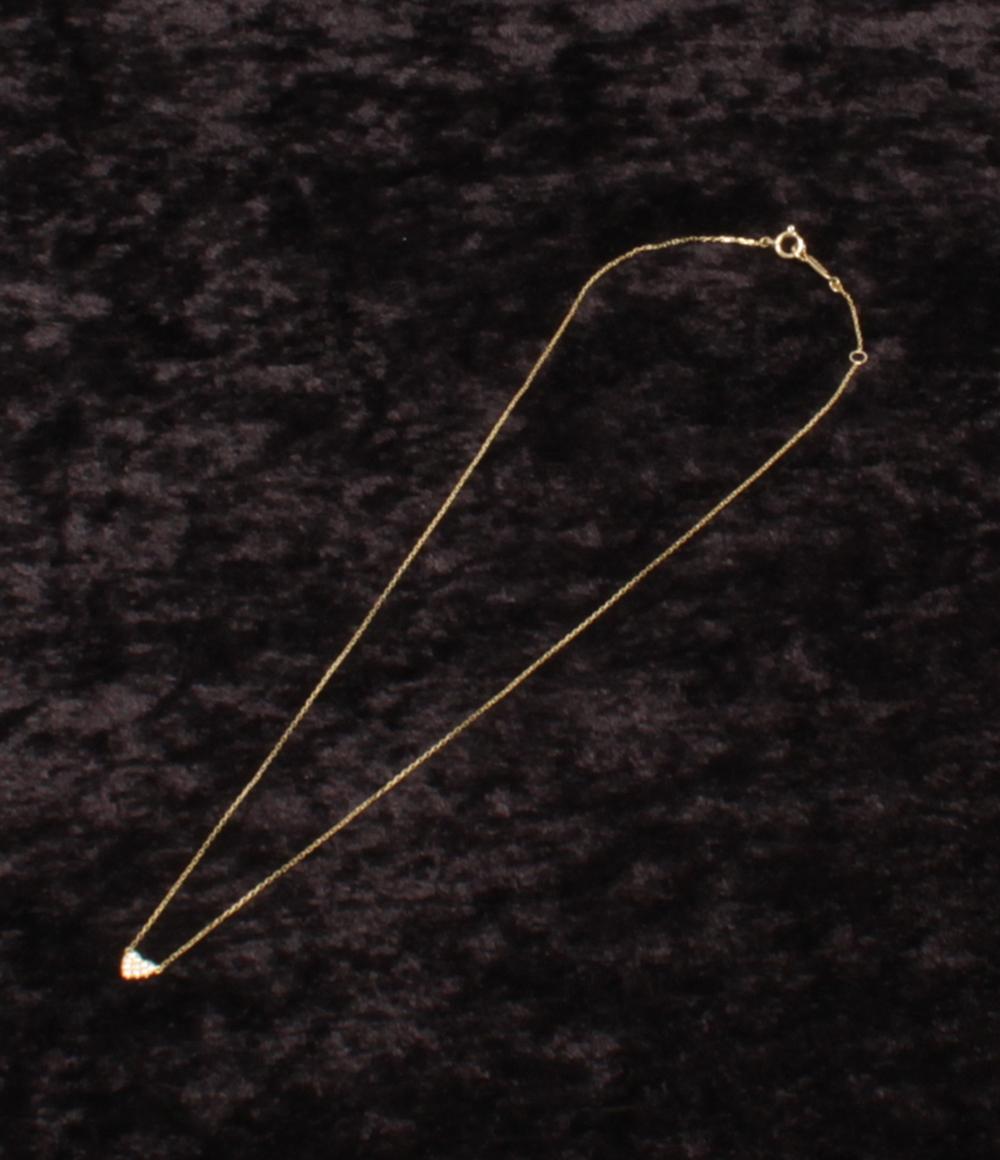 美品 AHKAH ネックレス K18 パヴェダイヤ 0.05ct ハートモチーフ レディース アーカー