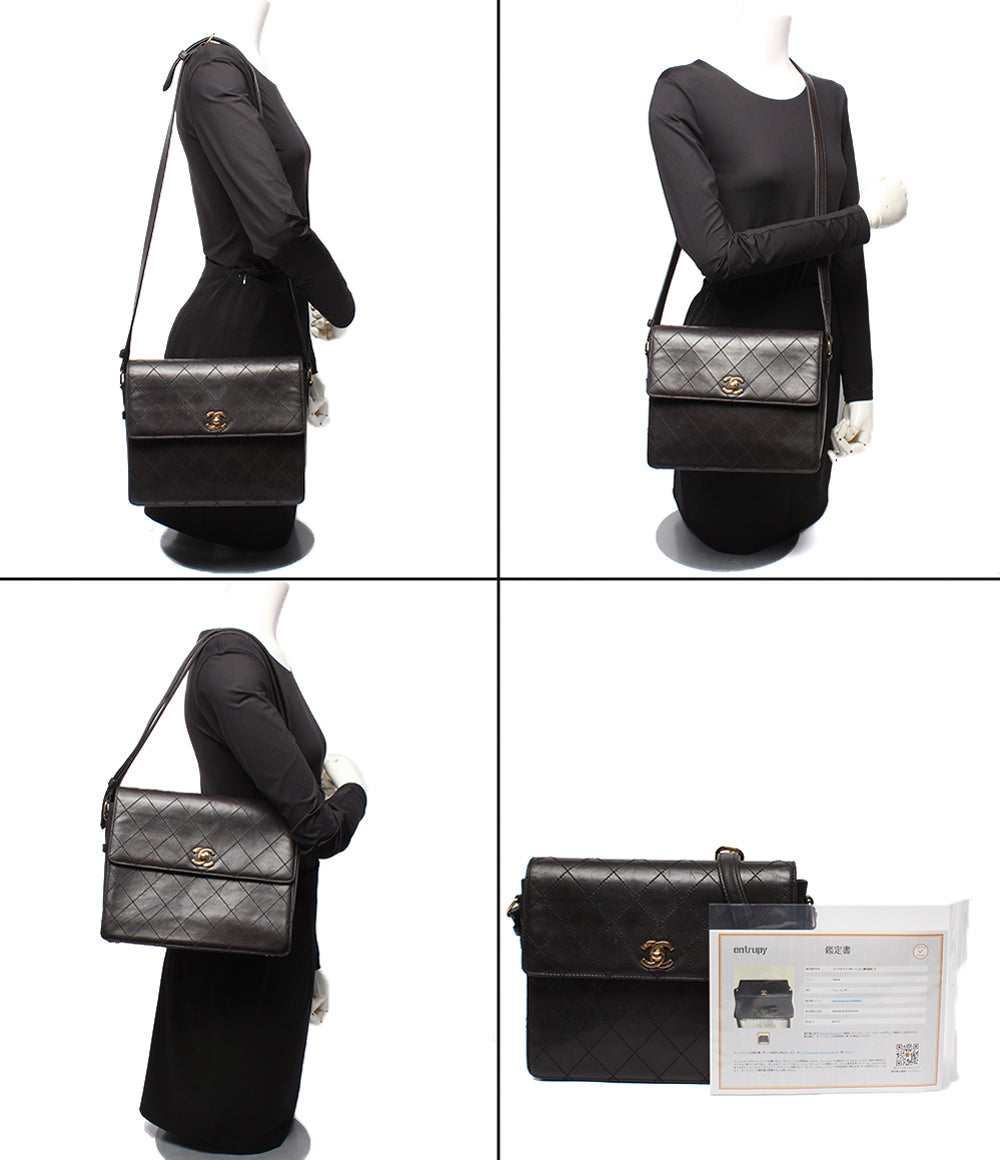 CHANEL ショルダーバッグ ゴールド金具 マトラッセ ラムスキン 5番台 肩掛け 斜め掛け レディース シャネル