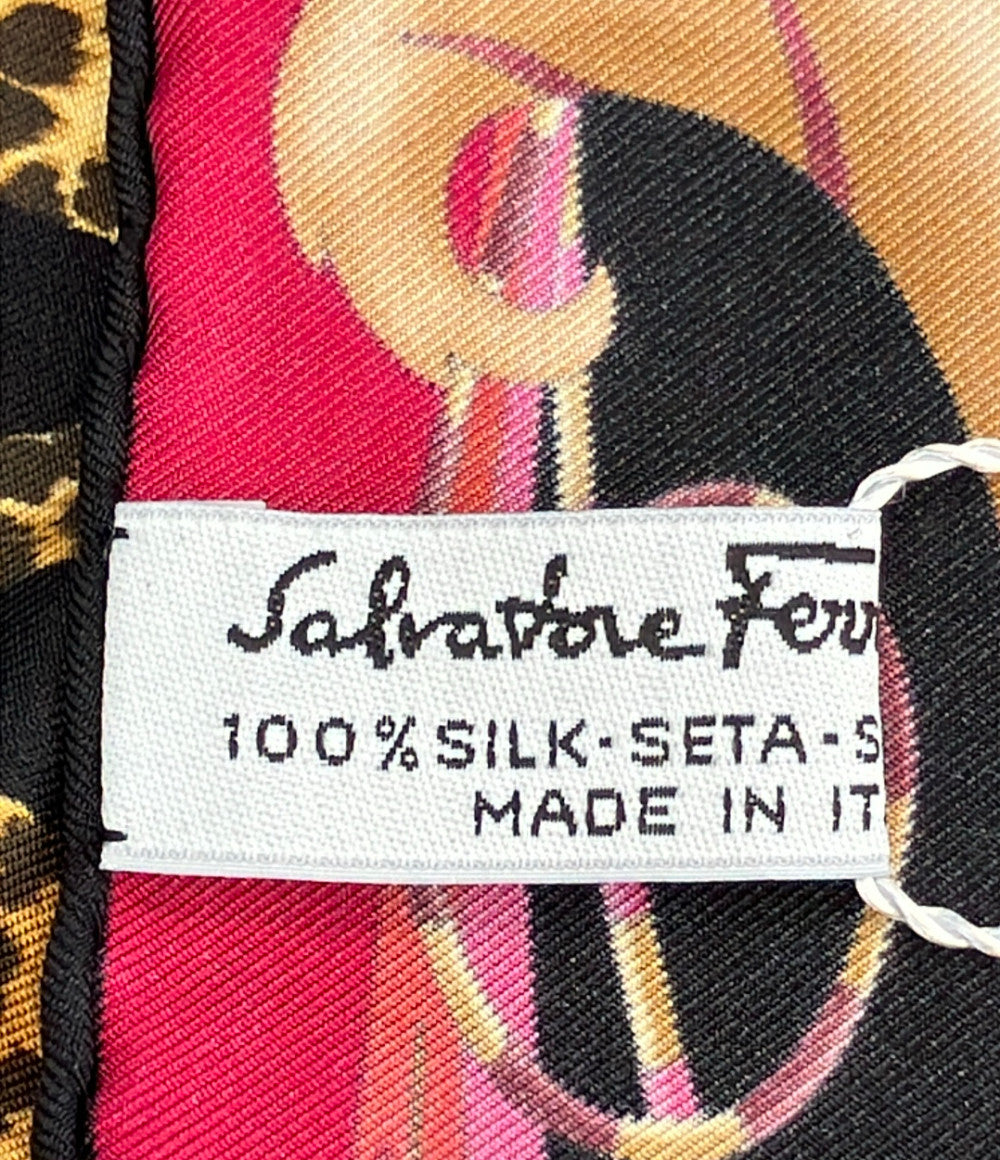 Salvatore Ferragamo スカーフ シルク100%  ヒョウ柄 レディース サルヴァトーレフェラガモ