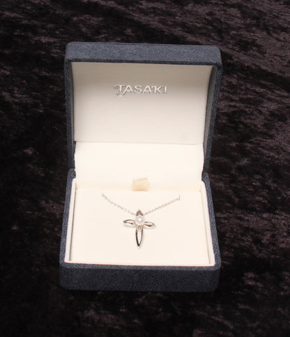 美品 TASAKI ネックレス SV パール 4.7mm クロスモチーフ レディース タサキ