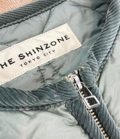 THE SHINZONE ノーカラーコート キルティング ブルーグリーン 21AW QUILTING COAT 21AMSC005 レディース SIZE F (M) ザ シンゾーン