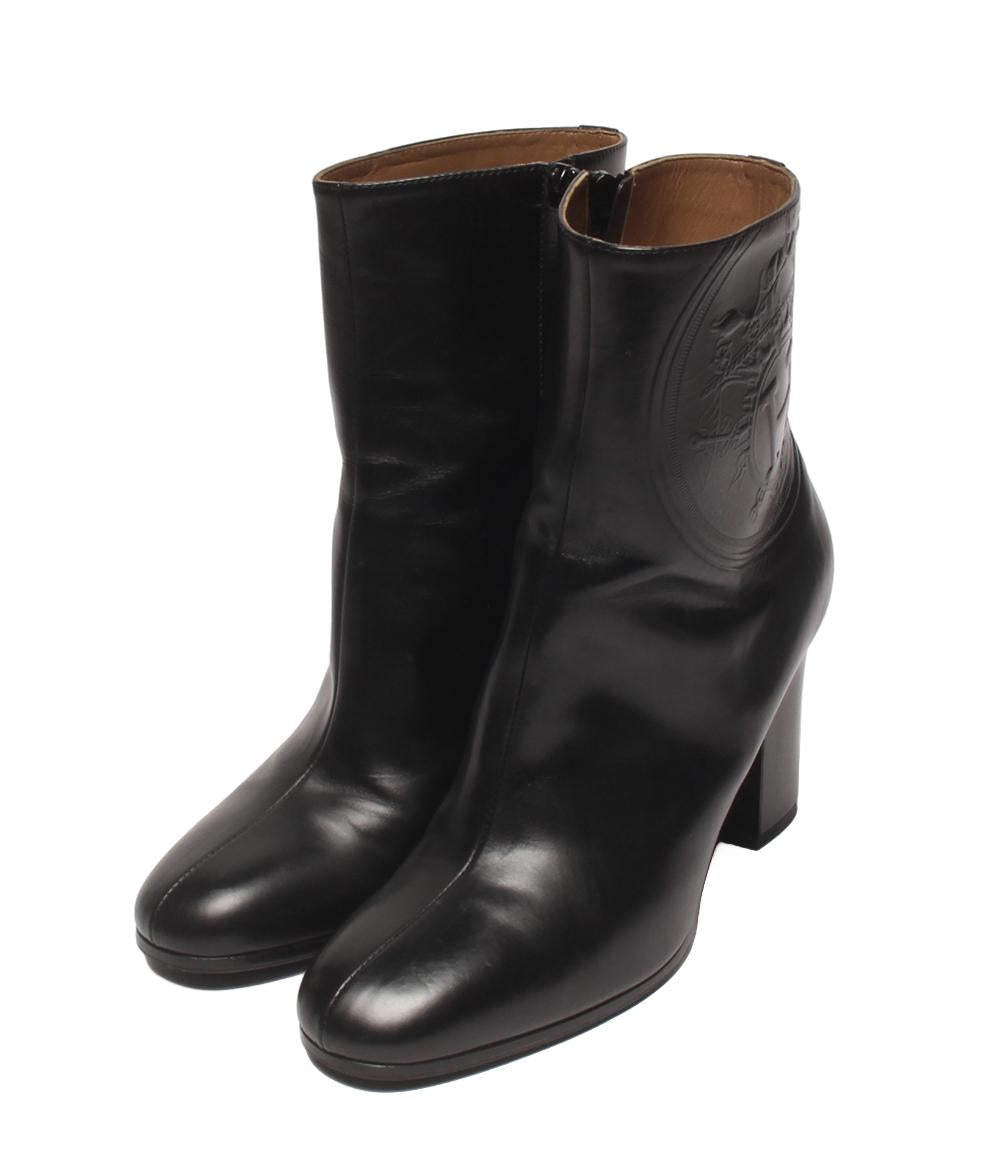 HERMES ショートブーツ エクスリブリス サイドジップ レザー レディース SIZE 36 1/2 (23.5cm) エルメス