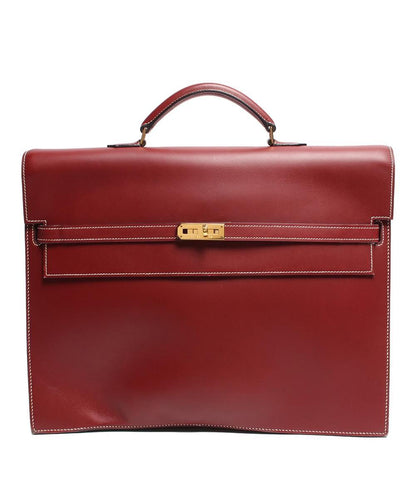 エルメス ビジネスバッグ ブリーフケース □K刻印 ゴールド金具 ケリーデペッシュ38 ルージュヴィフ ボックスカーフ メンズ HERMES