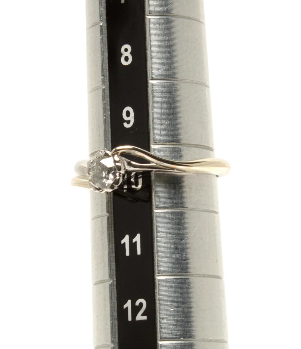 美品 もくめがねや リング 指輪 K18 Pt900 SV925 さくらダイヤモンド 0.254ct レディース 杢目金屋