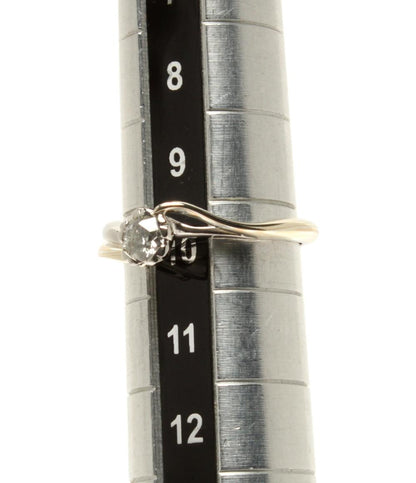 美品 もくめがねや リング 指輪 K18 Pt900 SV925 さくらダイヤモンド 0.254ct レディース 杢目金屋