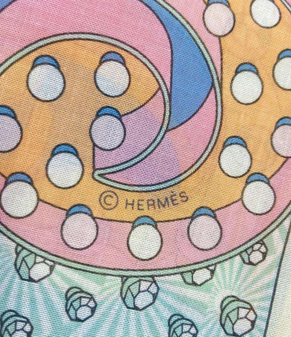 美品 HERMES ハンカチーフ カレ45 ガブロッシュ エレクトリック