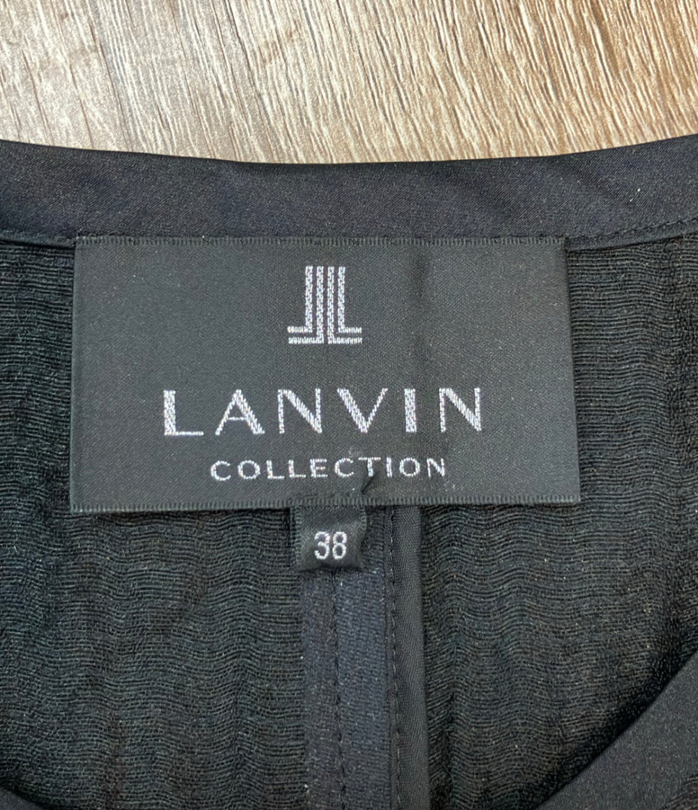 美品 LANVIN collection ノーカラージャケット フロントジップアップ シワ加工 タグ付き 2835145 レディース SIZE 38 (S) ランバン コレクション