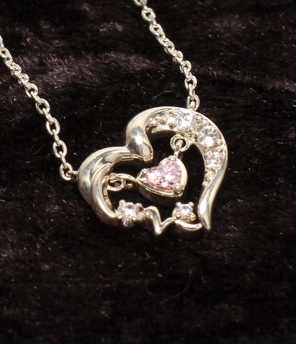 美品 ヨンドシー ネックレス SV ピンクトルマリン ハートモチーフ 2016 レディース 4℃