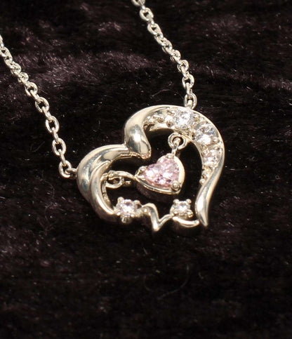 美品 ヨンドシー ネックレス SV ピンクトルマリン ハートモチーフ 2016 レディース 4℃