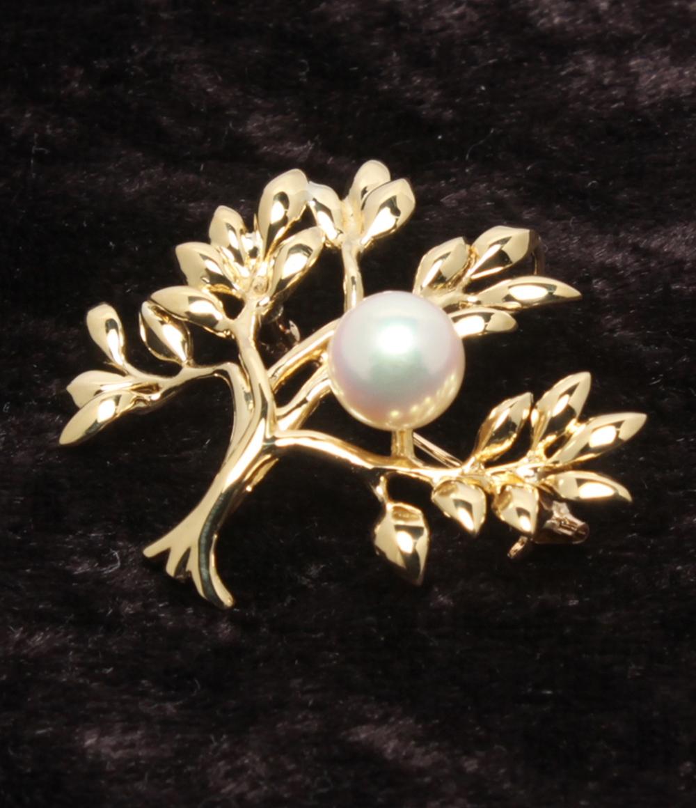 ブローチ ペンダントトップ K18 パール 6.9mm フラワーモチーフ