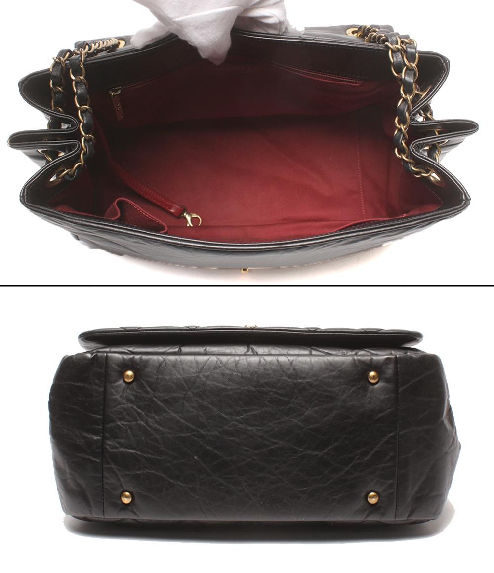 CHANEL 2WAYチェーンハンドバッグ ショルダーバッグ 肩掛け ゴールド金具 パリボンベイ マトラッセ ダブルチェーン シングルフラップ レディース