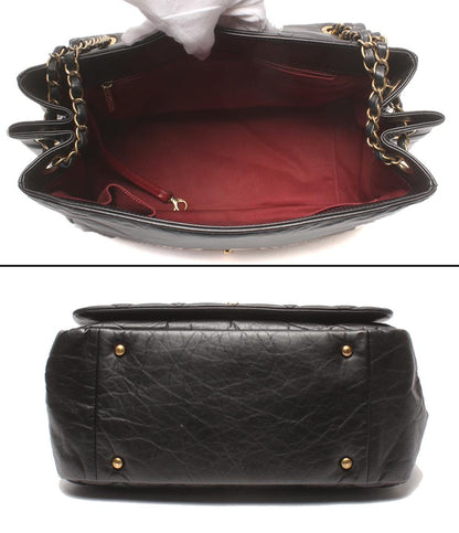 CHANEL 2WAYチェーンハンドバッグ ショルダーバッグ 肩掛け ゴールド金具 パリボンベイ マトラッセ ダブルチェーン シングルフラップ レディース