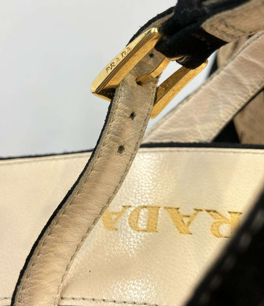 PRADA コルクサンダル スエード フラワーアップリケ レディース SIZE 34 21(cm) プラダ