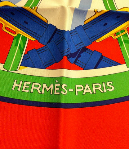 美品 エルメス スカーフ カレ90 シルク100% 自由への車輪 En Roue Libre レディース HERMES