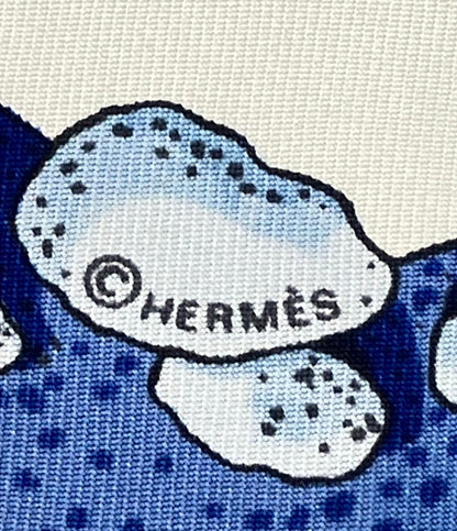 HERMES スカーフ シルク100% カレ45 プチカレ 魚柄 レディース エルメス