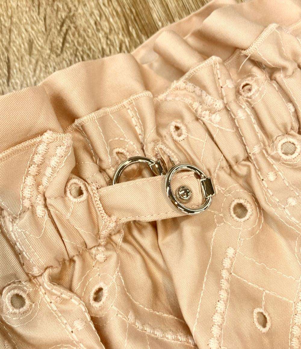 美品 HERMES フレアスカート 英国風刺繍入り 26SS ティアード コットンツイル紐 Embroidered skirt H6E0328DV レディース SIZE 38 (M) エルメス