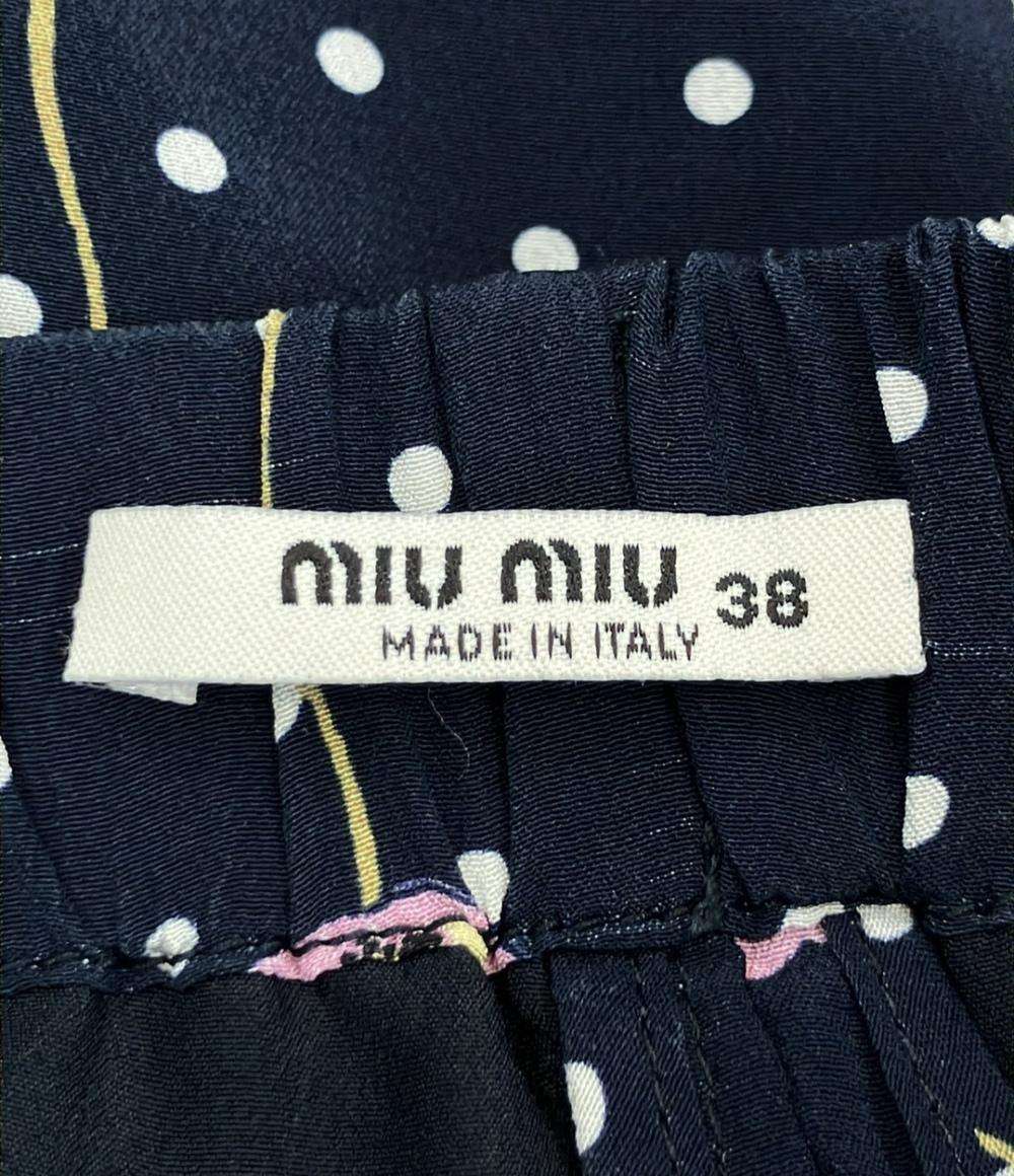 Miu Miu 花柄 ドット柄パンツ シルク100% 七分丈 レディース SIZE 38 (M) ミュウ ミュウ