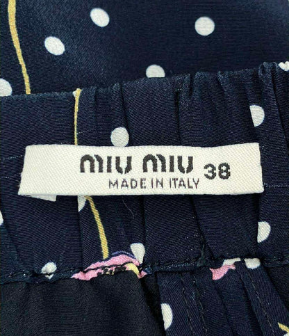 Miu Miu 花柄 ドット柄パンツ シルク100% 七分丈 レディース SIZE 38 (M) ミュウ ミュウ