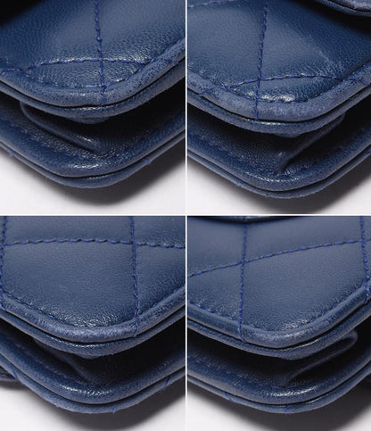 CHANEL チェーンウォレット ショルダーバッグ シルバー金具 マトラッセ ラムスキン A33814 レディース シャネル