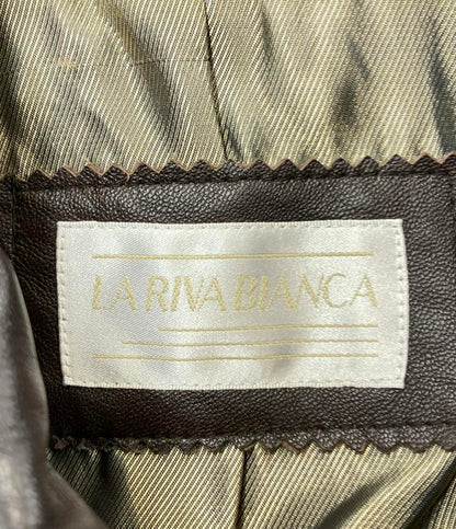 美品 ラリバビアンカ ラムレザーハーフコート アウター ジャケット レディース SIZE 11AR (M) LA RIVA BIANCA