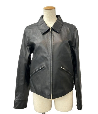 美品 アニエスベー ジップアップレザージャケット ブルゾン レディース SIZE 38 (S) agnes b.