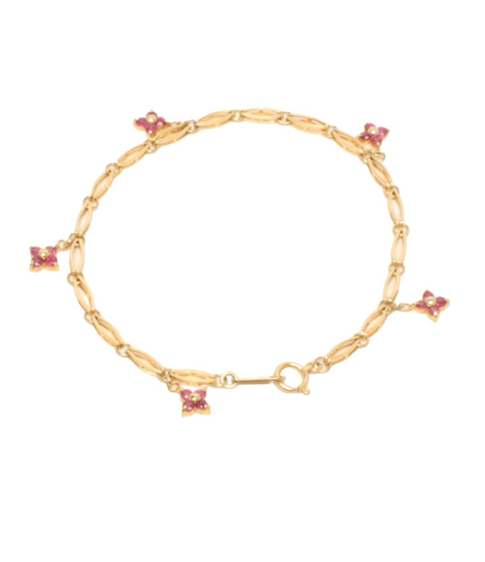 美品 ブレスレット K18 ルビー フラワーモチーフ レディース