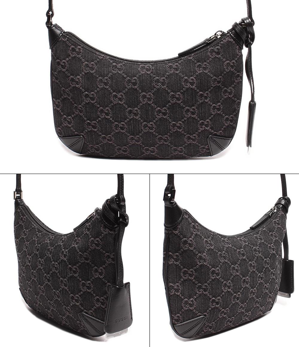 美品 グッチ ワンショルダーバッグ シルバー金具 ホースビットスリム GGキャンバス デニム 774719 525040 レディース GUCCI