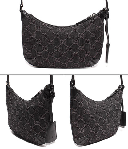 美品 グッチ ワンショルダーバッグ シルバー金具 ホースビットスリム GGキャンバス デニム 774719 525040 レディース GUCCI