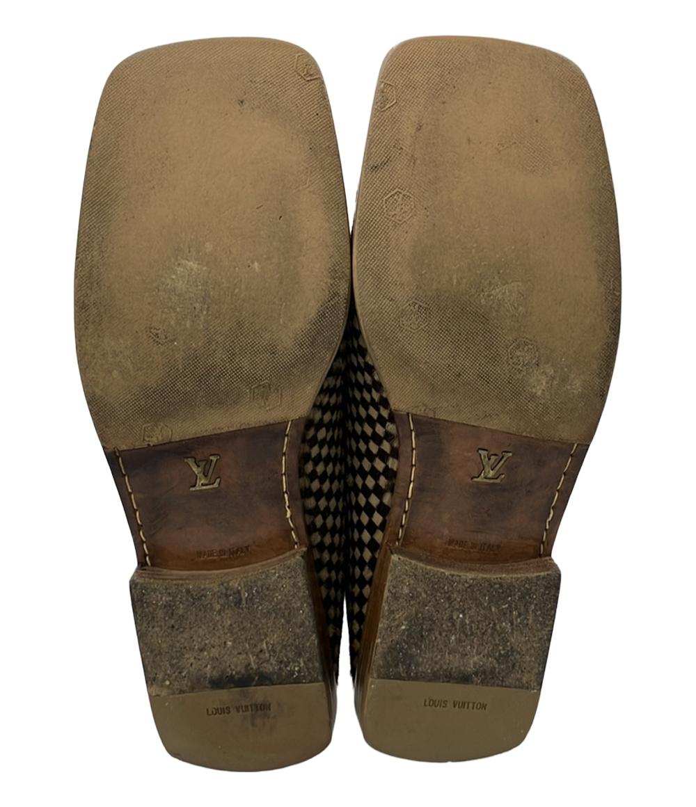 ルイ・ヴィトン スリッポン ローファー スクエアトゥ ダミエ ハラコ BA0052 メンズ SIZE 6 1/2 (S) LOUIS VUITTON