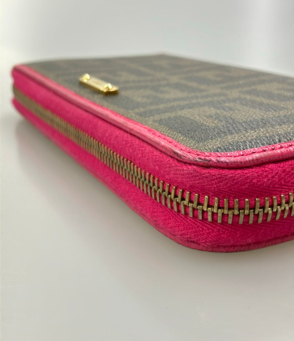 FENDI ラウンドファスナー長財布 キャンバス レザー ズッカ 8M0299 レディース フェンディ