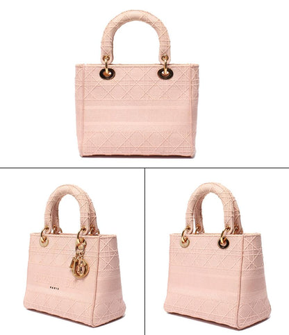 クリスチャンディオール 2way ハンドバッグ ショルダーバッグ 肩掛け 斜め掛け Lady D-Lite カナージュ エンブロイダリー レディース Christian Dior