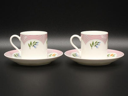 美品 TIFFANY&Co. デミタスカップ＆ソーサー 2客セット ペア ブーケ ティファニー