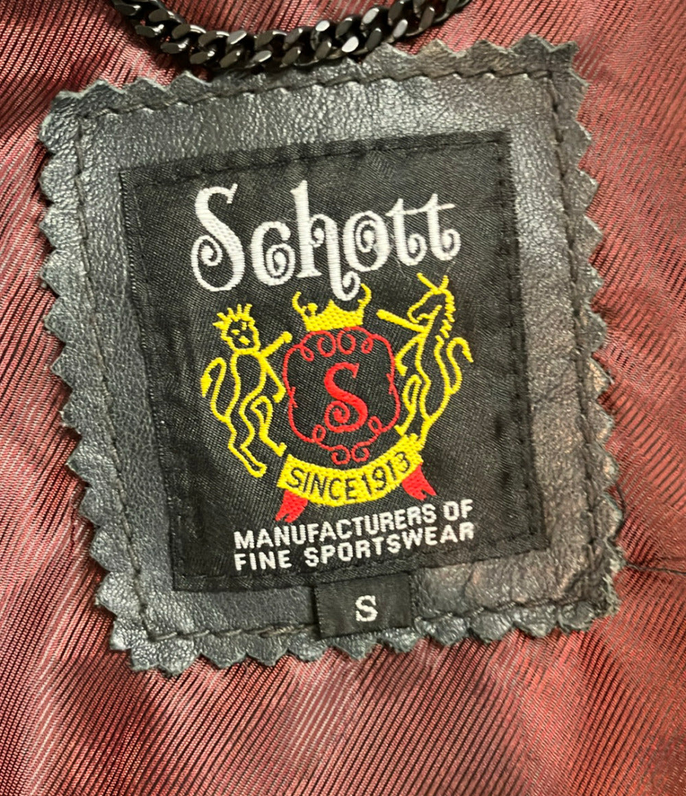 schott シングルライダースジャケット フロントジップアップ 牛革 メンズ SIZE S ショット