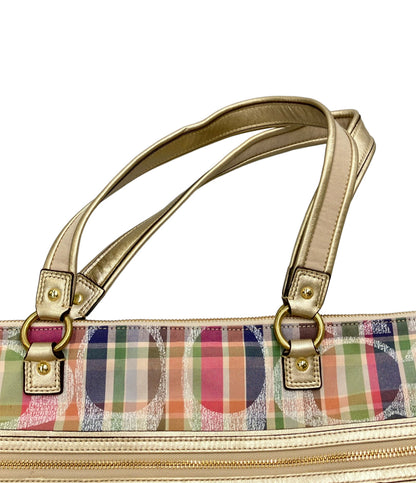 COACH トートバッグ 肩掛け チェック柄 シグネチャー F21956 レディース コーチ