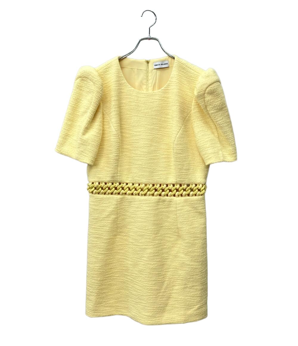 REBECCA VALLANCE 半袖ワンピース ツイード ミニ パフスリーブ ウエストチェーン Aライン タグ付き Claire Short Sleeve Mini Dress レディース