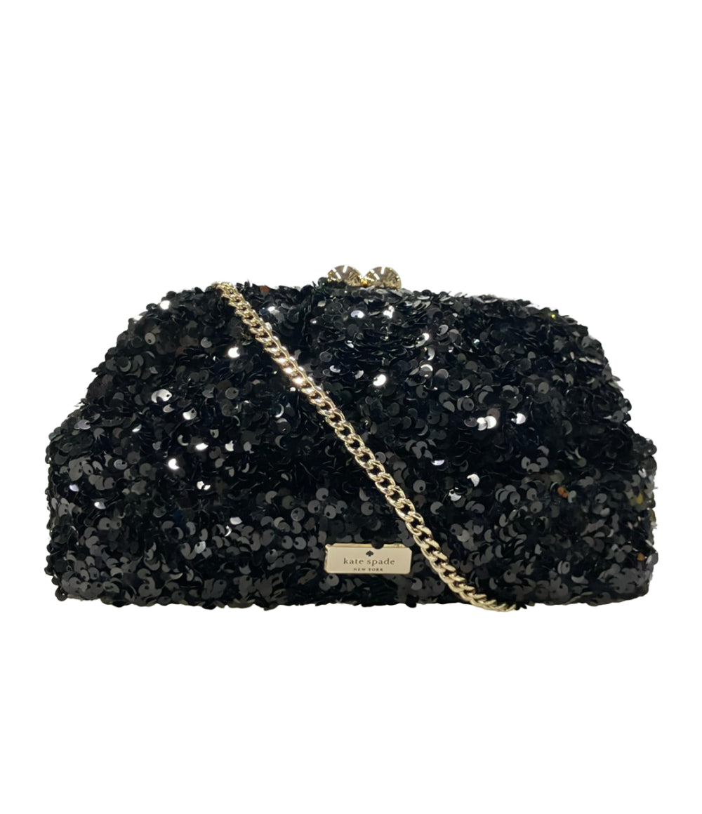 美品 Kate Spade ショルダーバッグ チェーンバッグ 斜め掛け がま口 スパンコール レディース ケイトスペード