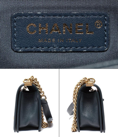 CHANEL チェーンショルダーバッグ ボーイシャネル25 ゴールド金具 Vステッチ キャビアスキン レディース シャネル