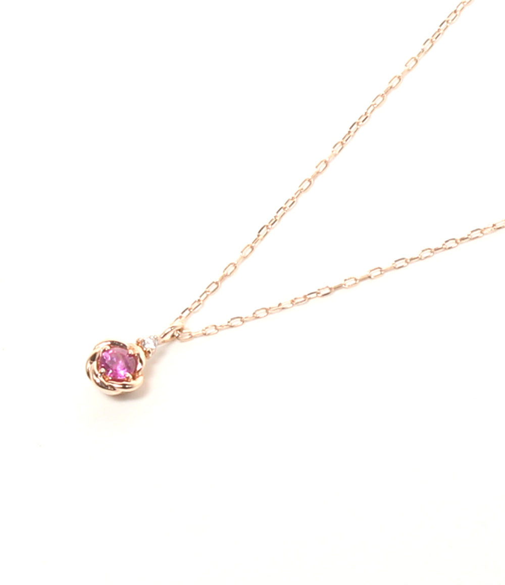 美品 MAISON JEWEL Disney ネックレス K10 ピンクサファイア ダイヤ レディース メゾン ジュエル