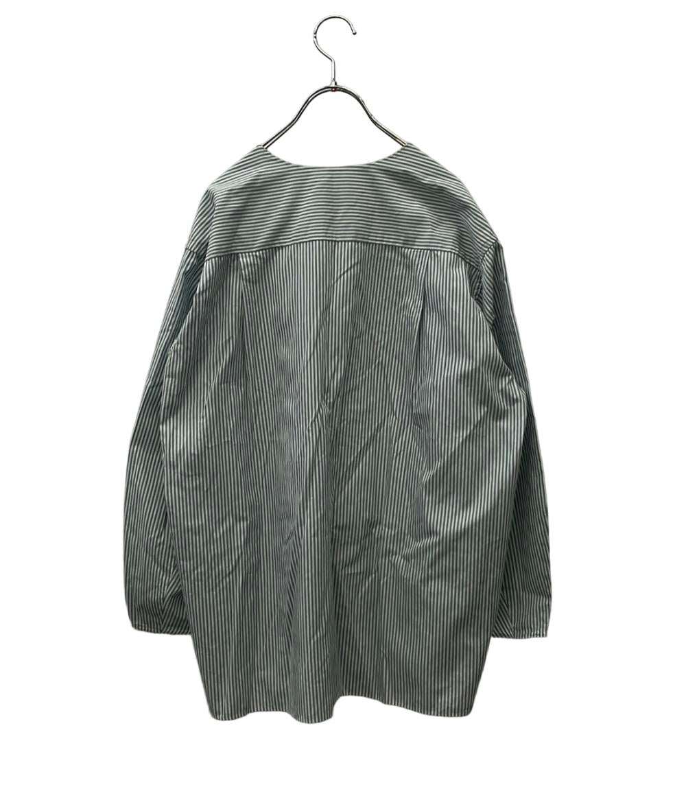 Drawer 長袖シャツ ブラウス ノーカラー コットン ストライプ 6511-299-0469 レディース SIZE 38 (S) ドゥロワー