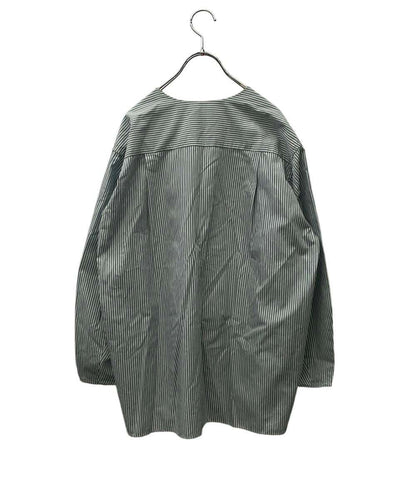 Drawer 長袖シャツ ブラウス ノーカラー コットン ストライプ 6511-299-0469 レディース SIZE 38 (S) ドゥロワー