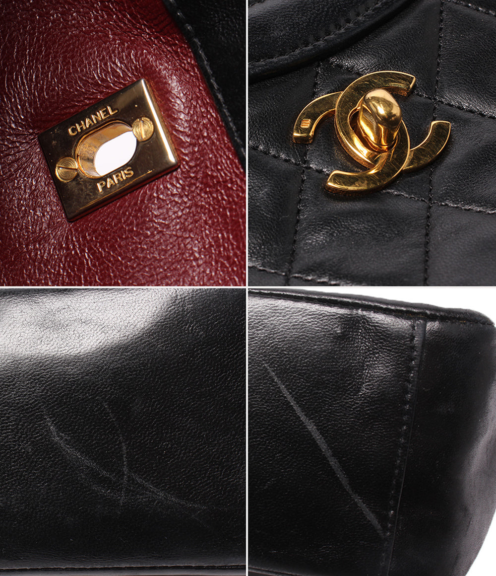 CHANEL 2wayハンドバッグ ショルダーバッグ 斜め掛け ゴールド金具 ラムスキン 1番台 マトラッセ レディース シャネル