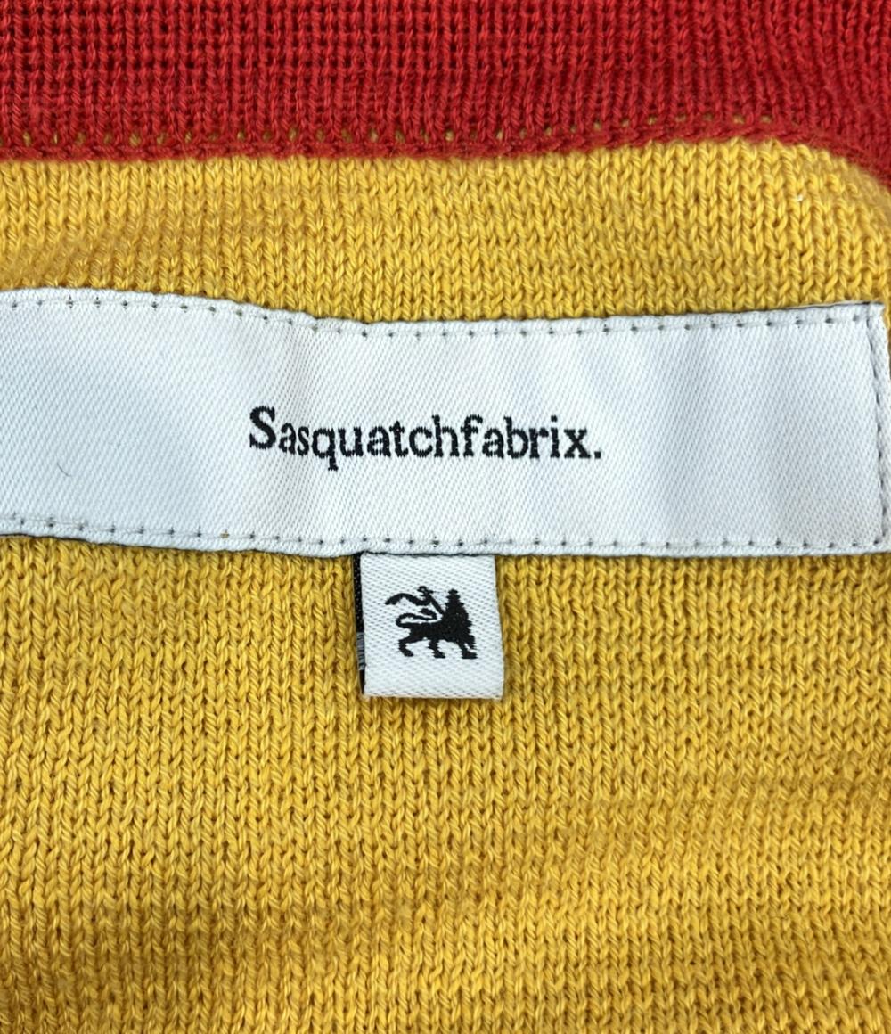 SASQUATCHfabrix. 長袖カーディガン イエロー レッド ストリート 21SS-knn-001 メンズ SIZE Large (L) サスクワァッチファブリックス