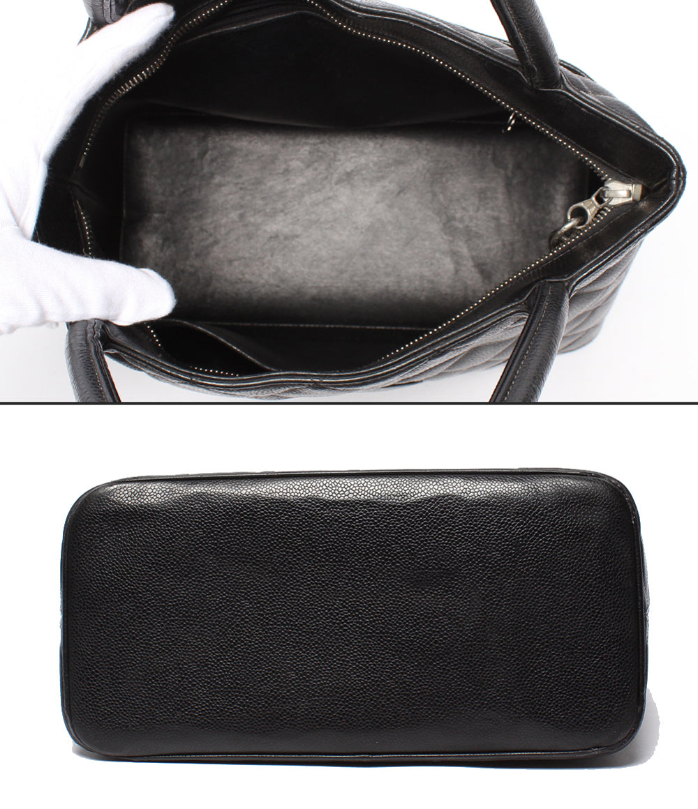 CHANEL ハンドバッグ トートバッグ シルバー金具 マトラッセ キャビアスキン 復刻 9番台 レディース シャネル